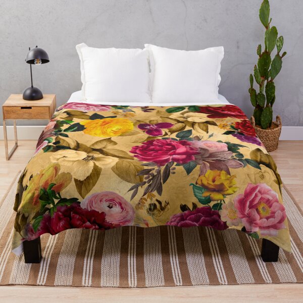 Item preview, Elegant flowers and roses heaven, floral illustration, botanical pattern, plants pattern, yellow exotic floral garden designed and sold by ZeinabTaha.