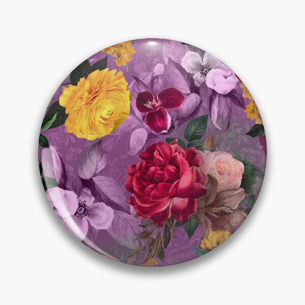 Artikelvorschau, Eleganter Blumen- und Rosenhimmel, Blumenillustration, botanisches Muster, Pflanzenmuster, lila exotischer Blumengarten entworfen und verkauft von ZeinabTaha.