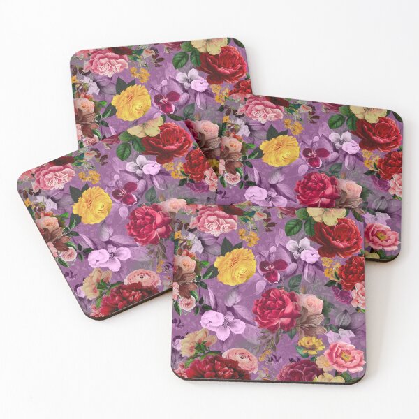 Item preview, Elegant flowers and roses heaven, floral illustration, botanical pattern, plants pattern, purple exotic floral garden designed and sold by ZeinabTaha.