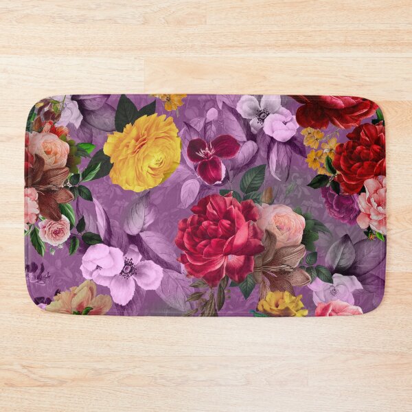 Artikelvorschau, Eleganter Blumen- und Rosenhimmel, Blumenillustration, botanisches Muster, Pflanzenmuster, lila exotischer Blumengarten entworfen und verkauft von ZeinabTaha.