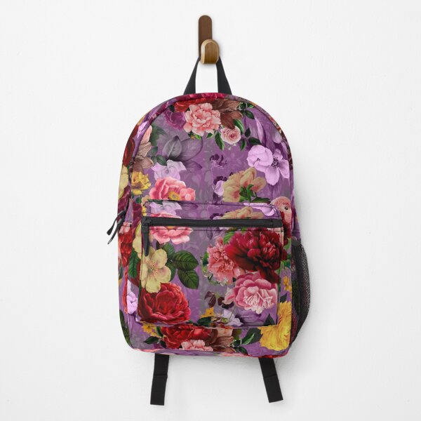 Artikelvorschau, Eleganter Blumen- und Rosenhimmel, Blumenillustration, botanisches Muster, Pflanzenmuster, lila exotischer Blumengarten entworfen und verkauft von ZeinabTaha.