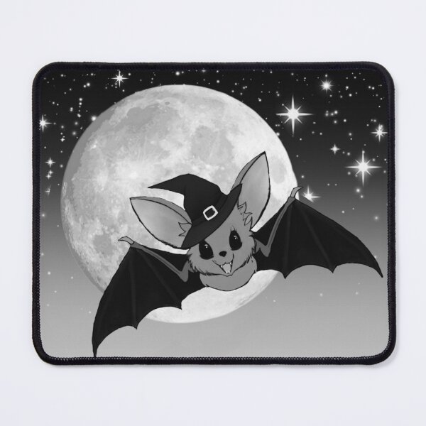 Item preview, bewitchingly cute flying bat in starry night sky, full moon | digital art | monochrome | nightshift | Halloween designed and sold by DigitalEurydice.