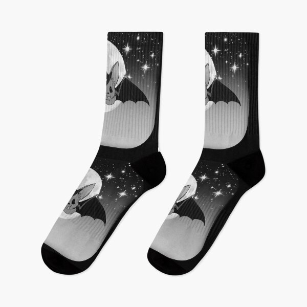 Item preview, bewitchingly cute flying bat in starry night sky, full moon | digital art | monochrome | nightshift | Halloween designed and sold by DigitalEurydice.