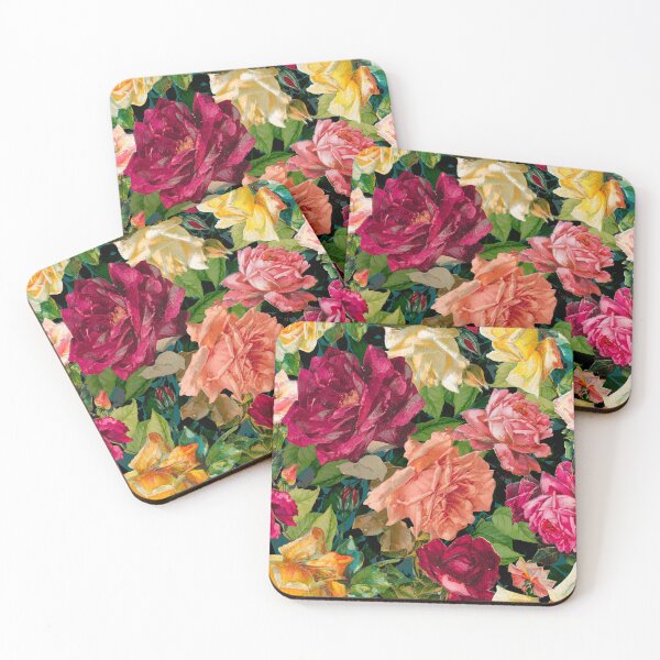 Artikelvorschau, Stilvoller Blumen- und Rosenhimmel, Blumenillustration, botanisches Muster, Pflanzenmuster, schwarzer exotischer Blumengarten entworfen und verkauft von ZeinabTaha.