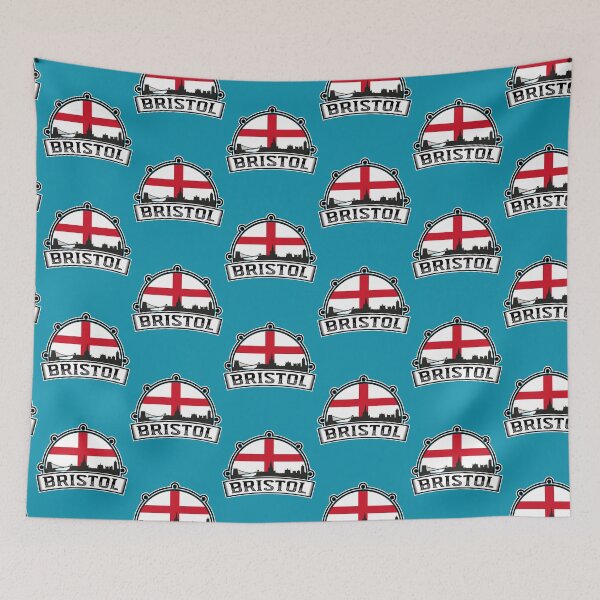 Item preview, Bristol England skyline travel souvenir England flag designed and sold by IsWhatIGot.