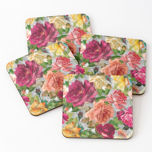 Item preview, Stylish flowers and roses heaven, floral illustration, botanical pattern, plants pattern, grey exotic floral garden designed and sold by ZeinabTaha.