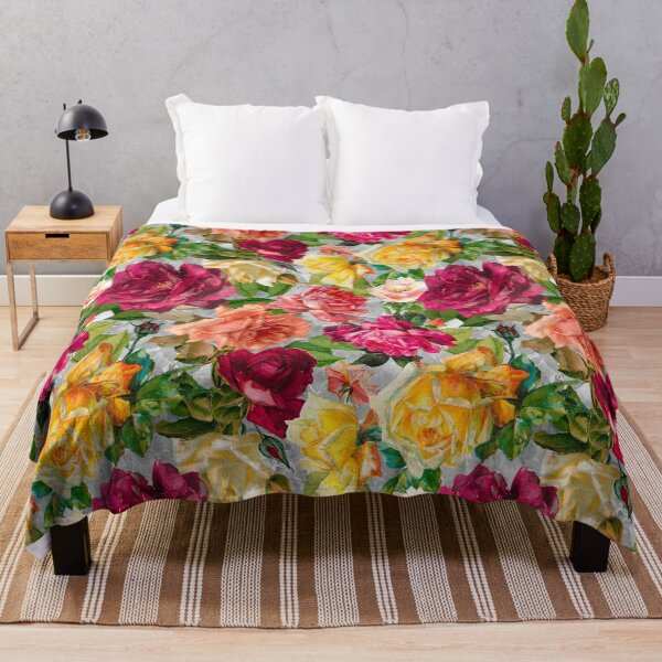 Item preview, Stylish flowers and roses heaven, floral illustration, botanical pattern, plants pattern, grey exotic floral garden designed and sold by ZeinabTaha.