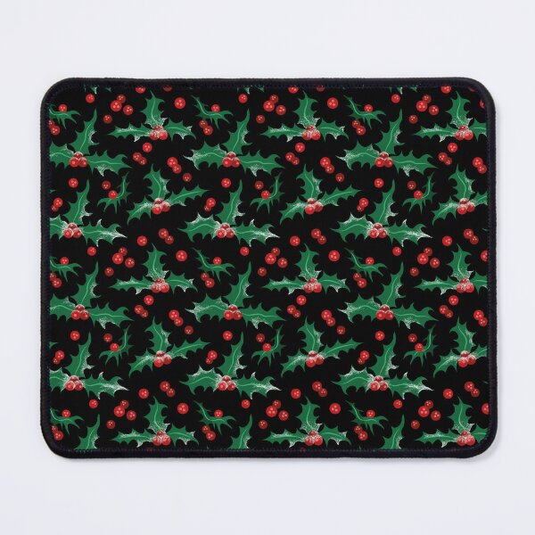 Item preview, Frosty Holly and Berries [BLACK] Pattern designed and sold by Daniel Bevis Design.