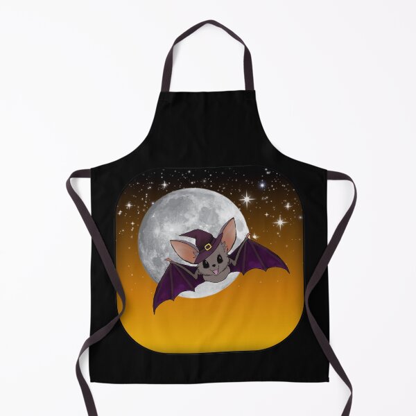 Item preview, bewitchingly cute flying bat in starry orange night sky, full moon | digital art | nightshift | Halloween designed and sold by DigitalEurydice.