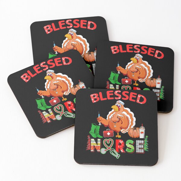 Item preview, Fall Thanksgiving Blessed Nurse Scrub Top Turkey Crew Womens T-Shirt designed and sold by BlomUlbrich.
