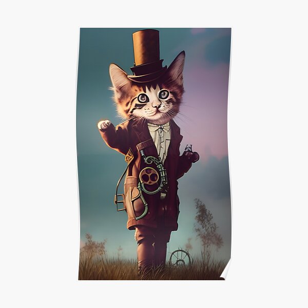 Steampunk White Tiger in Top Hat and Monocle · Creative Fabrica