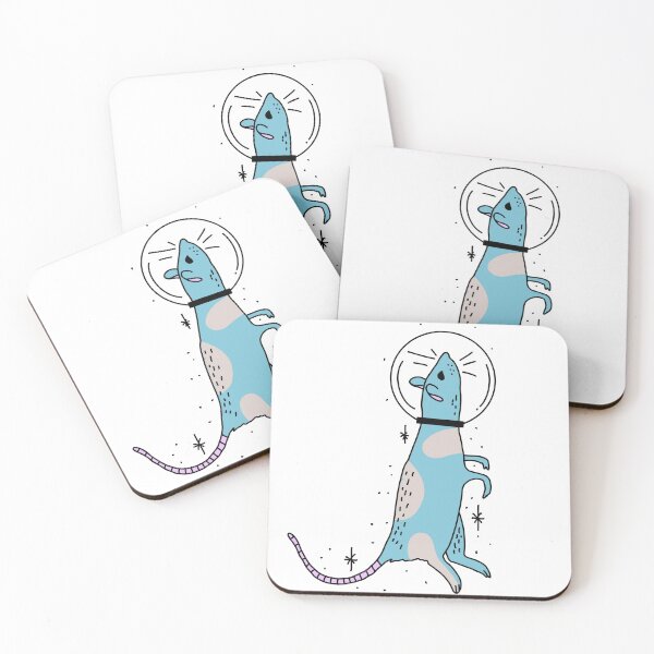 Item preview, blue and gray astronaut rat in space cute gift designed and sold by AnanasArt.
