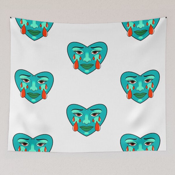 Item preview, blue crying heart with thick lips amd red eyes cute gift designed and sold by AnanasArt.