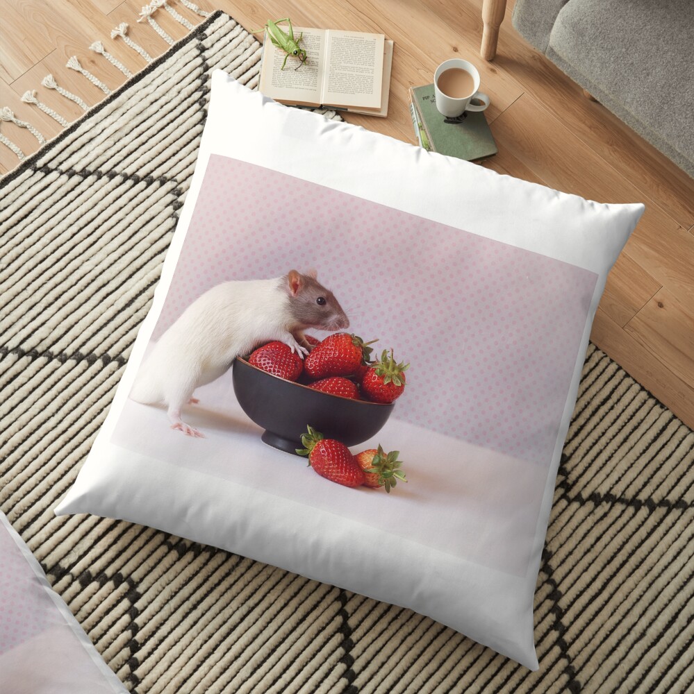 Snoozy loves strawberries Floor Pillow