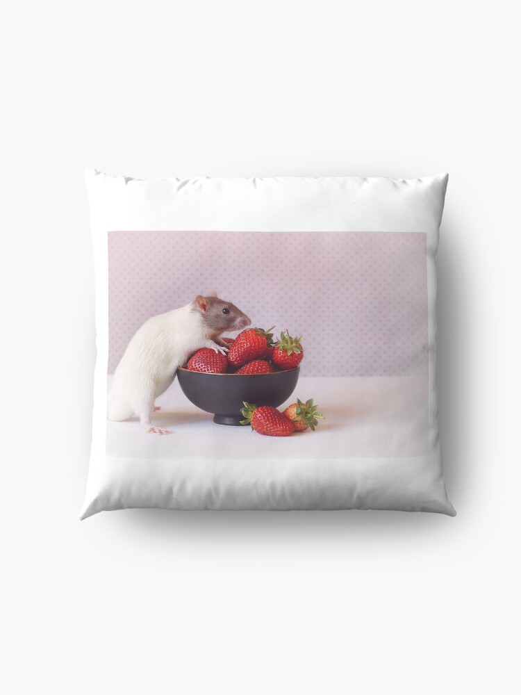Alternate view of Snoozy loves strawberries Floor Pillow