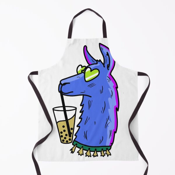 Item preview, Blue llamma wearing green heart shaped sunglasses drinking bubble tea cute gift designed and sold by AnanasArt.