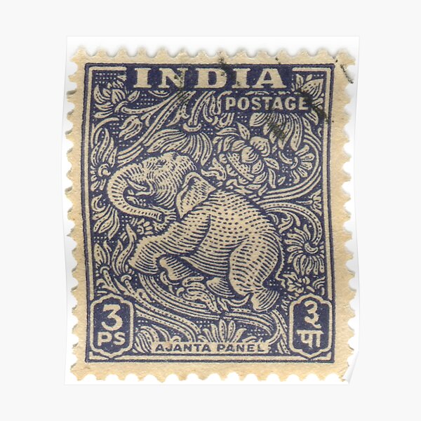 Stamp - India - Elephant - 3Ps Poster