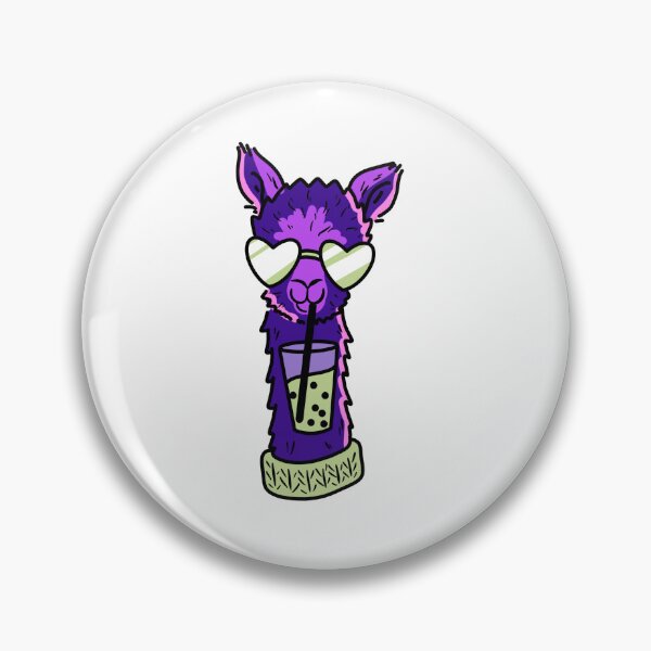 Item preview, cute purple llamma enjoying a matcha bubble tea wearing heart shaped sunglasses cute gift designed and sold by AnanasArt.