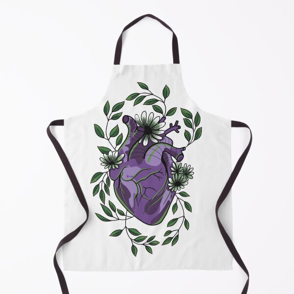 Item preview, Dark Purple and Green Anatomically correct heart with flowers and leaves cute gift designed and sold by AnanasArt.