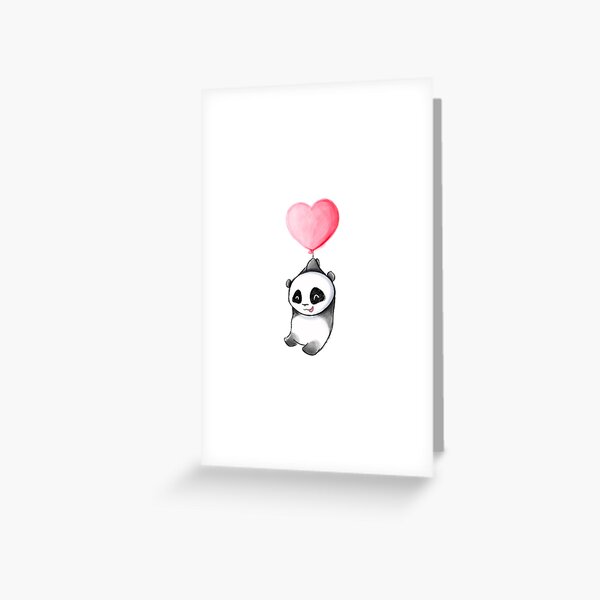 Cute Panda Love Balloon Greeting Card