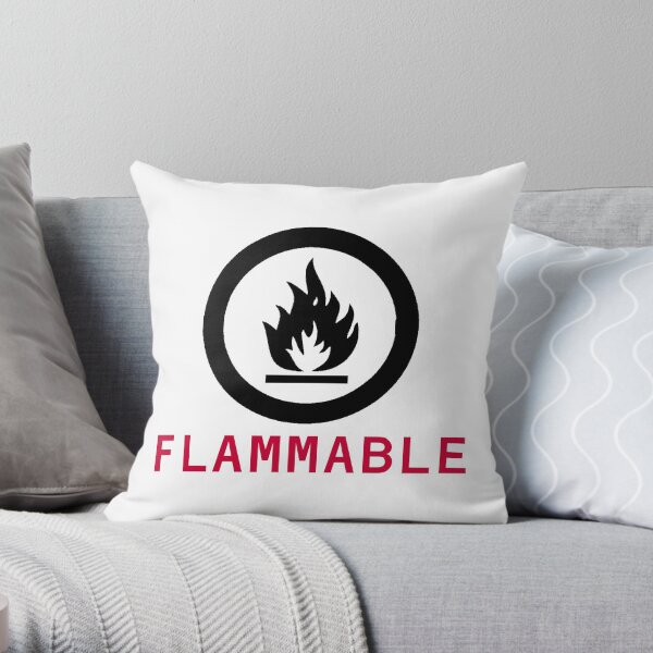 Flammable Warning Throw Pillow