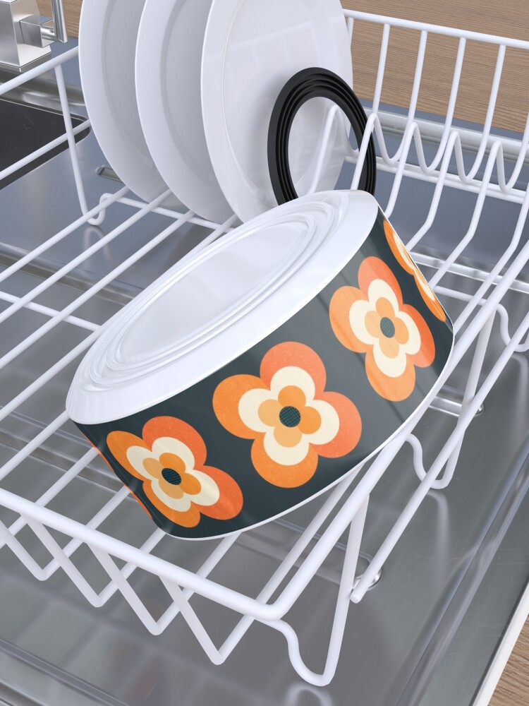 Alternate view of Retro Flowers - Orange and Charcoal Pet Bowl