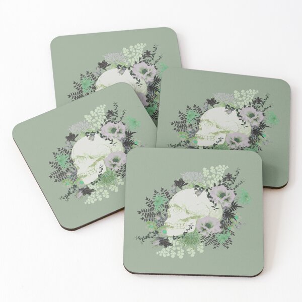 Item preview, Beautiful Vintage Human Skull Illustration, Green Tones designed and sold by TrulyEpoque.