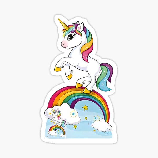 "Rainbow Unicorn Lifesize Cardboard Cutout" Sticker for Sale by