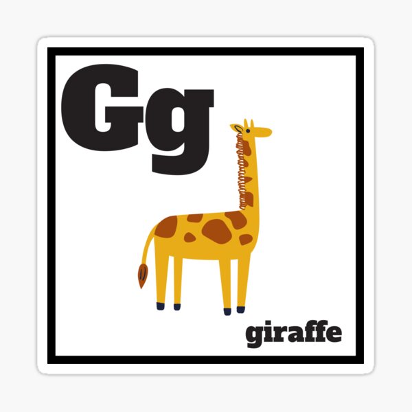 Alphabet Animal Big Giraffe Letter Gg On A White Preschool