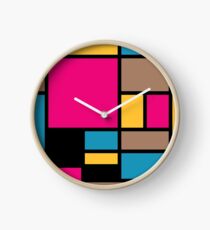 Mondrian style modern cool colors 1 Clock