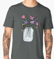 Mason Jar with Flowers Men's Premium T-Shirt