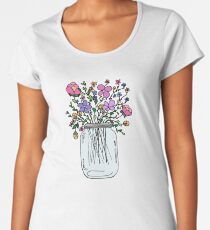 Einmachglas mit Blumen Premium Rundhals-Shirt