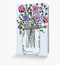 Mason Jar avec des fleurs Carte de vœux