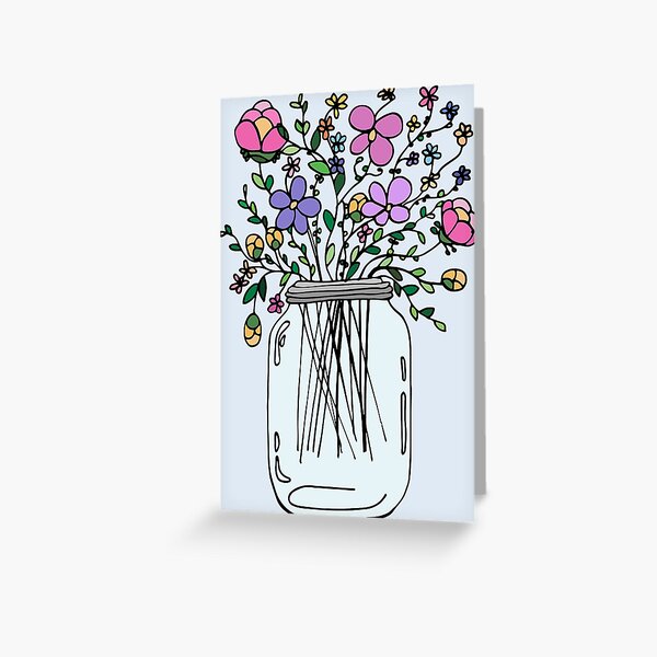 Mason Jar with Flowers Greeting Card