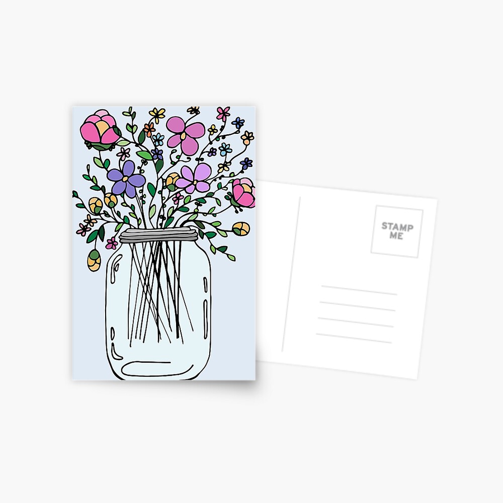 Mason Jar with Flowers Postcard