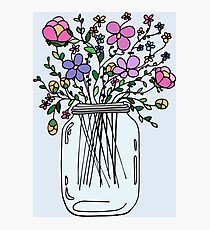 Mason Jar with Flowers Photographic Print