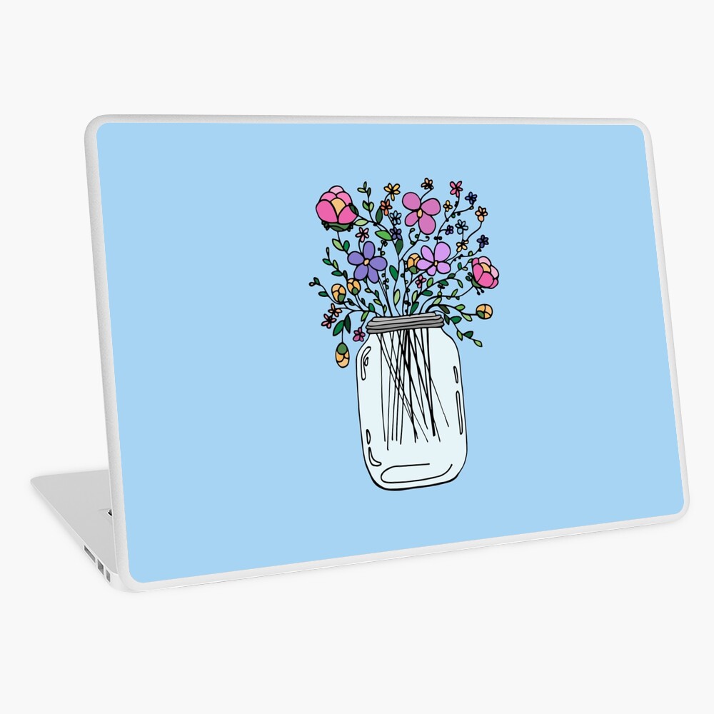 Mason Jar with Flowers Laptop Skin