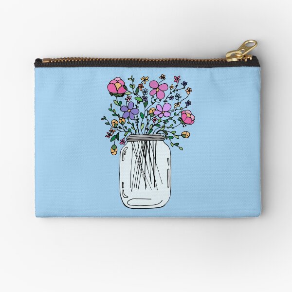 Mason Jar with Flowers Zipper Pouch