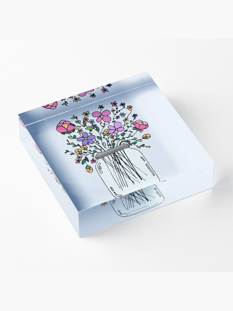 Alternate view of Mason Jar with Flowers Acrylic Block