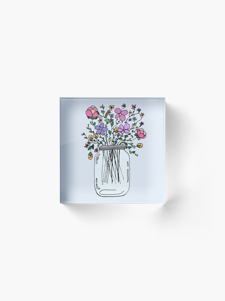Alternate view of Mason Jar with Flowers Acrylic Block