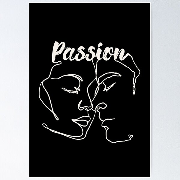 Item preview, White Line Art Couple Almost Kissing, Passion designed and sold by TrulyEpoque.