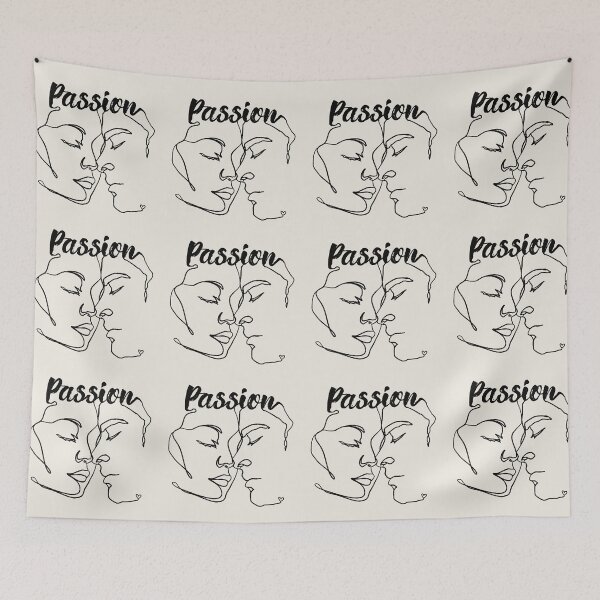 Item preview, Black Line Art Couple Almost Kissing, Passion designed and sold by TrulyEpoque.