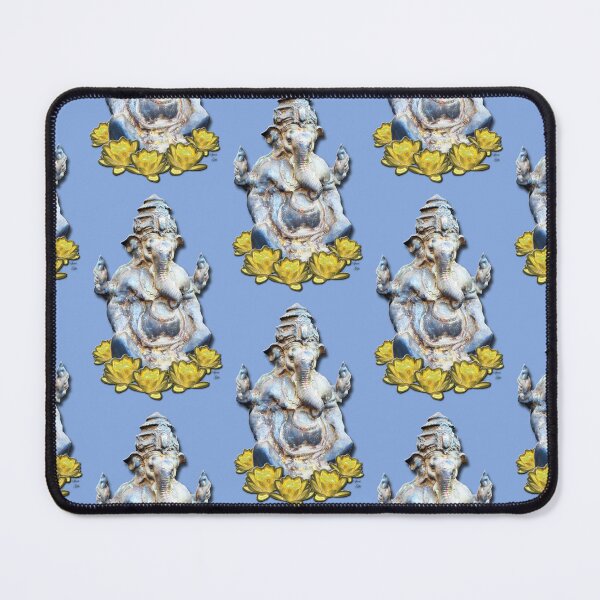Item preview, Shri Ganesha The Lord of Success Yellow Lotus Light Blue designed and sold by SpiritGifts.
