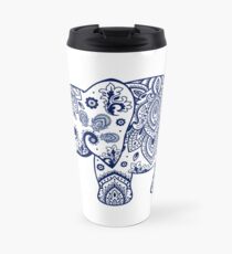 Blaue Blumenelefant-Illustration Thermosbecher
