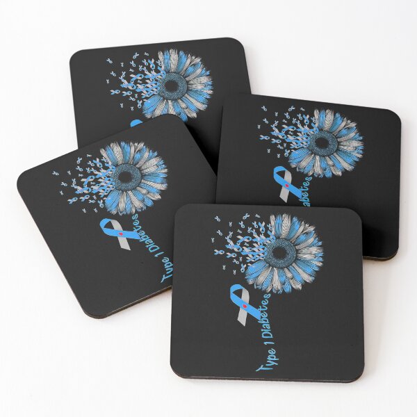 Item preview, Type 1 Diabetes Awareness Sunflower Blue  Grey Ribbon designed and sold by heckforddewey.