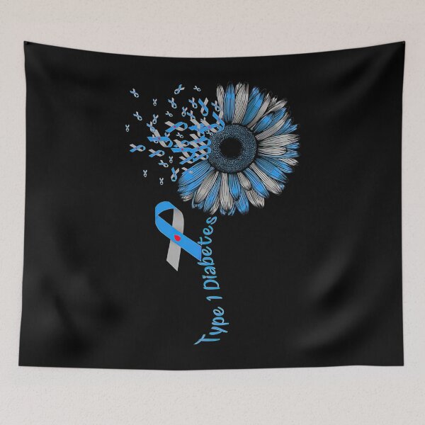 Item preview, Type 1 Diabetes Awareness Sunflower Blue  Grey Ribbon designed and sold by heckforddewey.