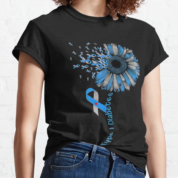 Item preview, Type 1 Diabetes Awareness Sunflower Blue  Grey Ribbon designed and sold by heckforddewey.