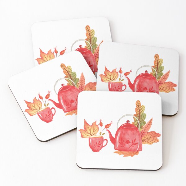 Item preview, Autumn tea foliage watercolor illustration designed and sold by pinkyfish1010.