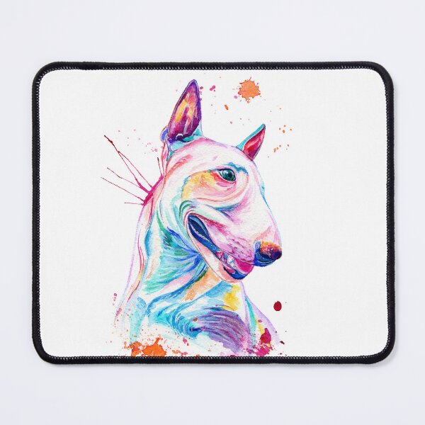 Item preview, Colorful Bull Terrier Watercolor Portrait designed and sold by HappyNoireArt.