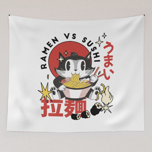 Item preview, Kawaii Ramen Cat Japanese Neko Noodle Retro Anime designed and sold by MrEddie10.